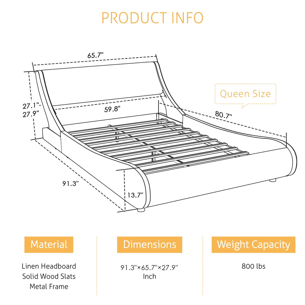 Black Queen Size Faux Leather Platform Bed Frame G51894