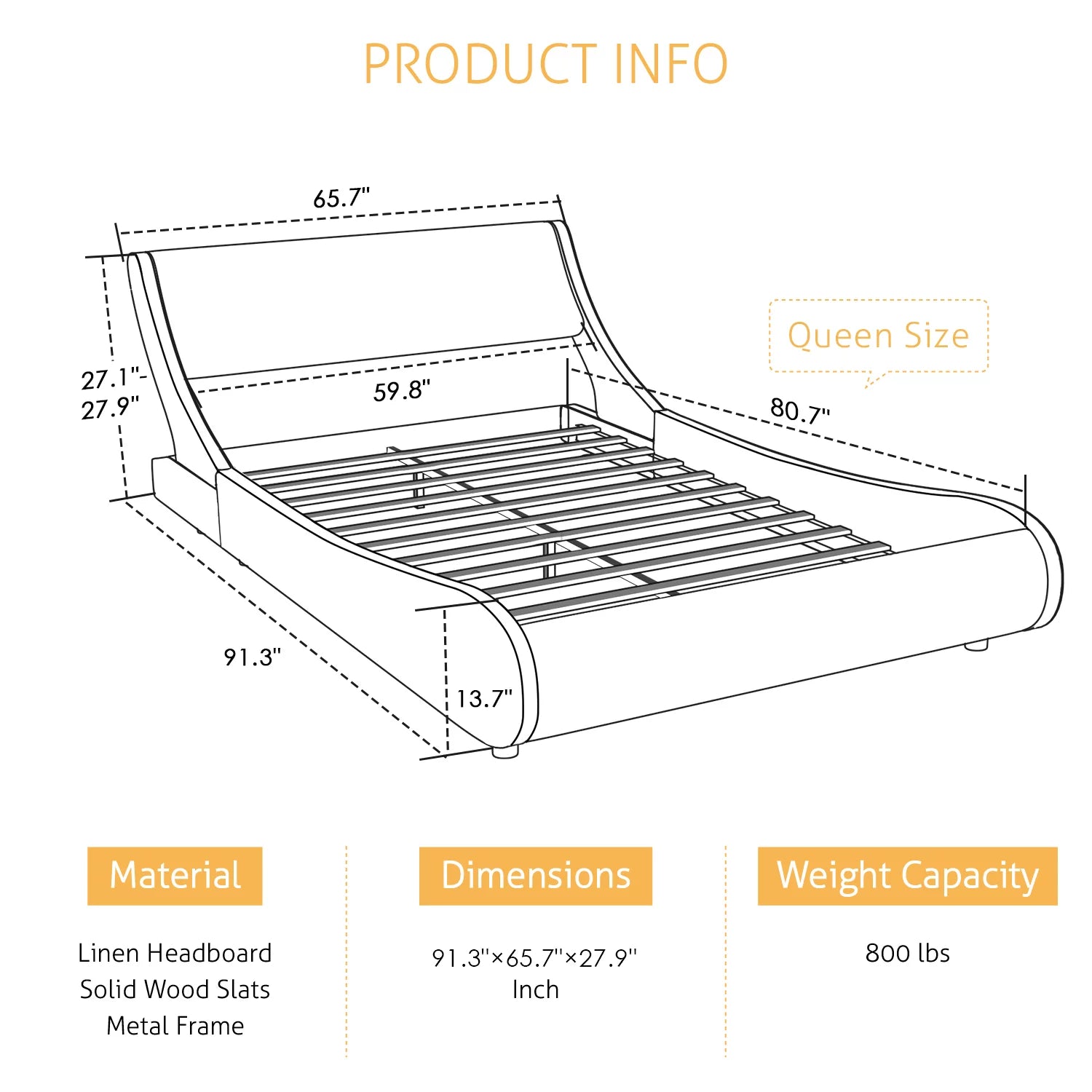 Black Queen Size Faux Leather Platform Bed Frame G51894