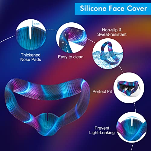 Silicone Set for Meta Quest 2 with Controller Grip Leather Cover, VR Shell Cover, Face Cover, Lens Cover and 10PCS Disposable Eye Cover N421