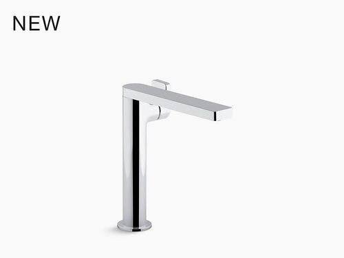 Tall Single Bathroom Sink Faucet with Lever Handle, Titanium Z622694