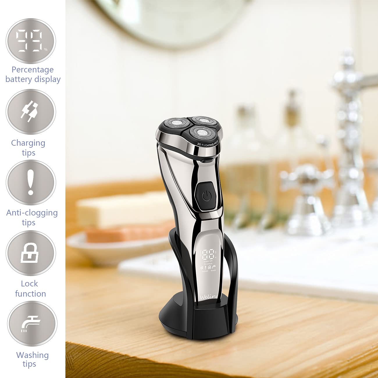 Electric Rotary Razor with Pop-up Trimmer Q652075