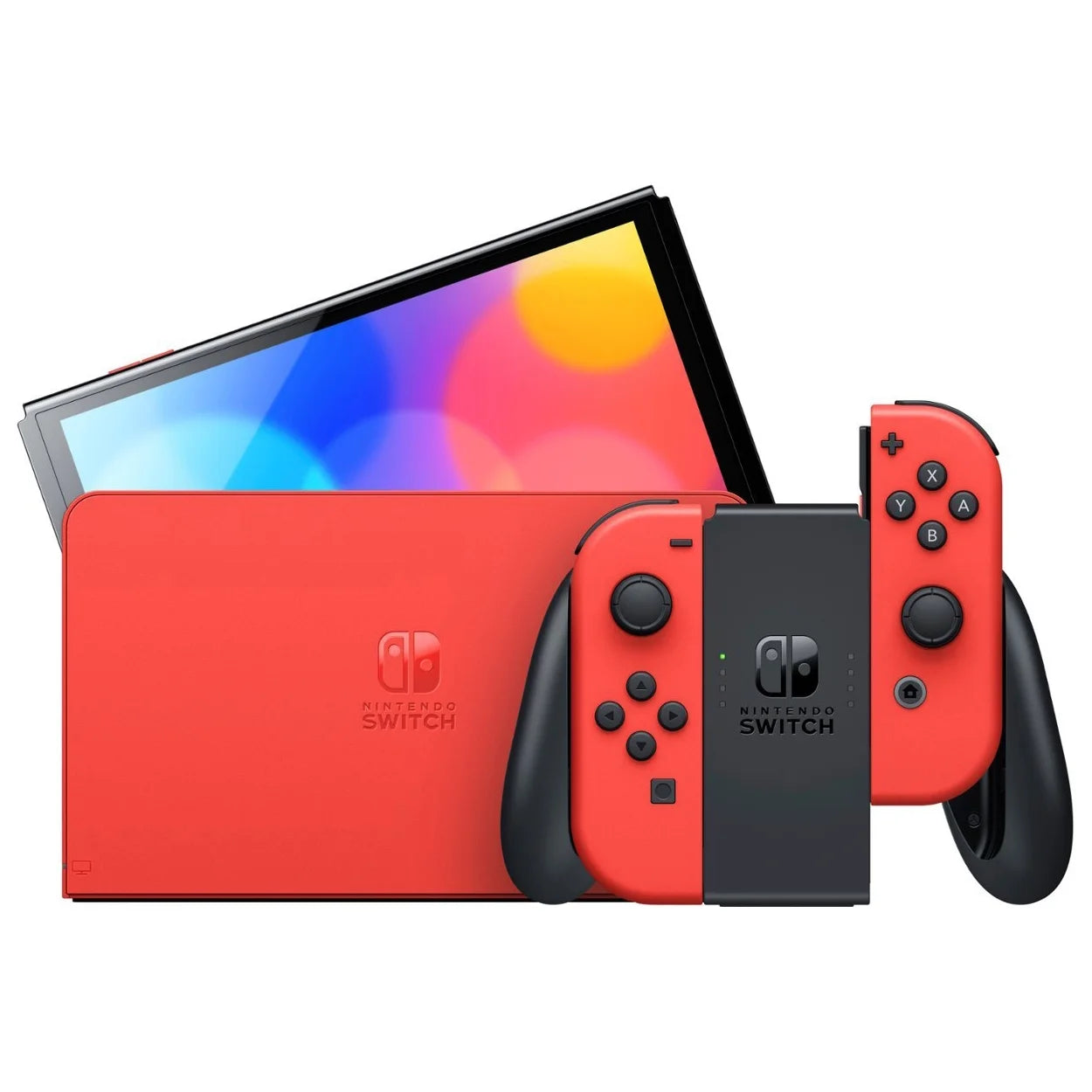 OLED Mario Red Edition Nintendo Switch with Mario Kart 8 Deluxe and Screen Cleaning Cloth Bundle X718238