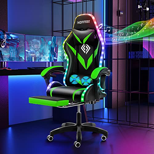 White and Black Ergonomic Gaming Chair with Footrest T9884