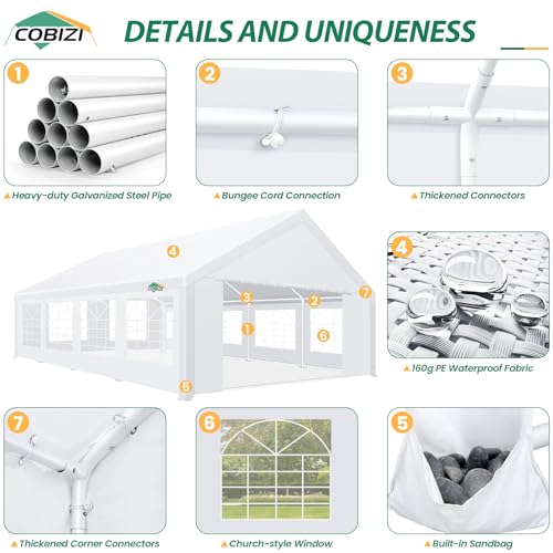 White 20x40 Heavy Duty Party Tent with Removable Sidewall S5381
