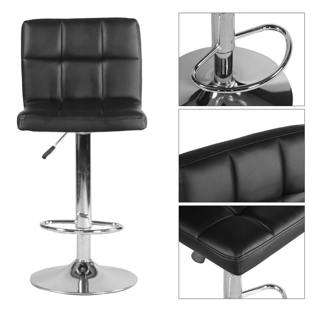 Black PU Leather Adjustable Swivel Bar Stools Set of 2 B3678