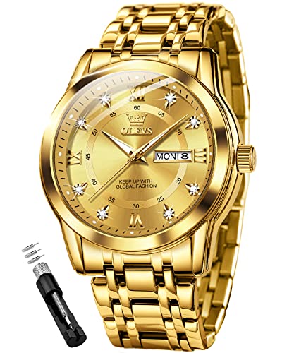 Mens Diamond Quartz Stainless Steel Waterproof Luminous Day Date Watch M893697