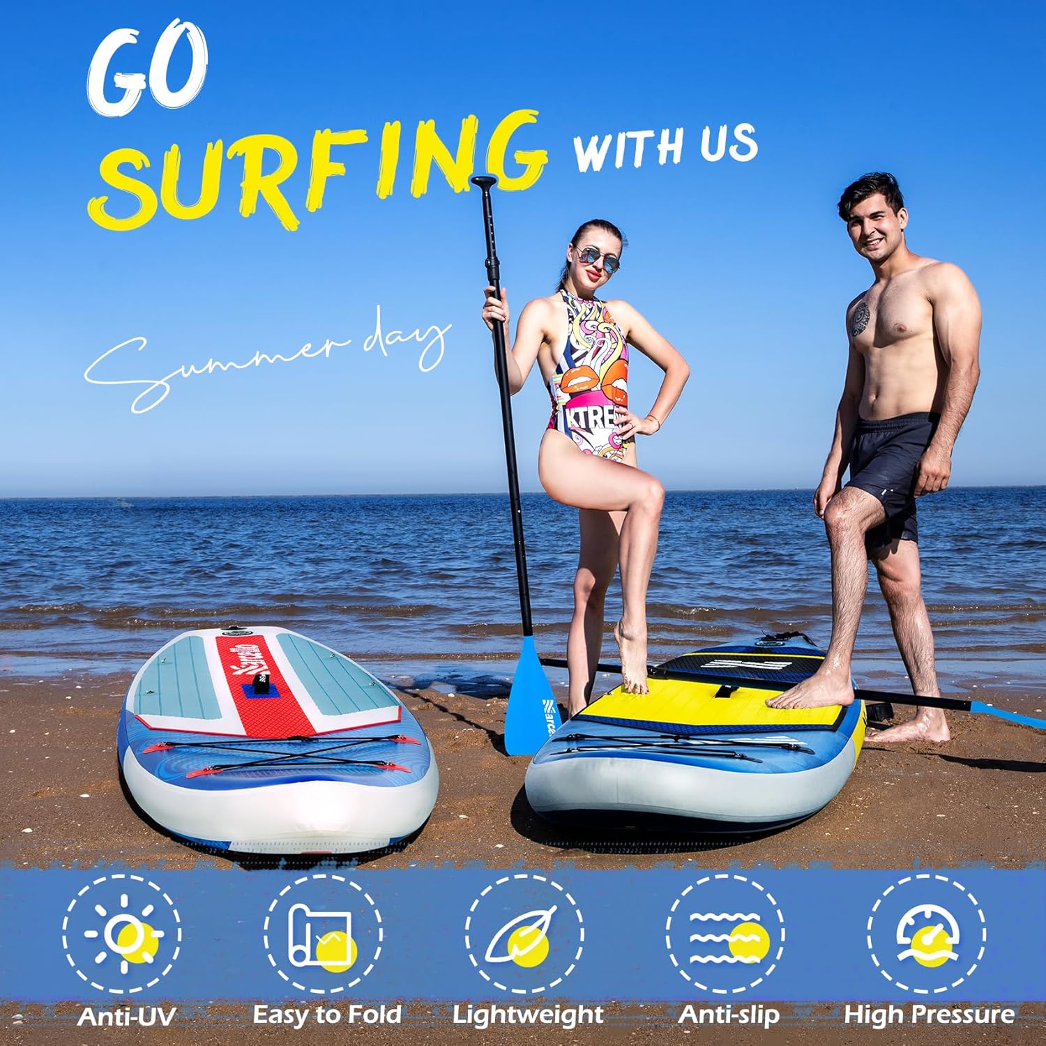 10.6'×33"×6" Inflatable Stand Up Paddle Board with Hand Pump, Leash, Repair Kit, Waterproof Phone Case, Waterproof Bag, Backpack S27153