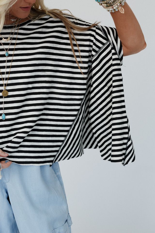 French Riviera Striped Top - Black