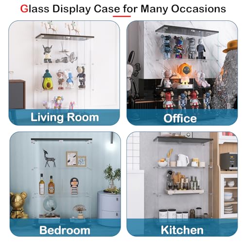 White Glass Display Cabinet with 4 Shelves and Lock, 16.7" W x 14.3" D x 64.7" H X5693
