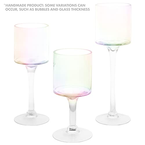 Tall Candle Holder Set Of 3 Clear Glass P656