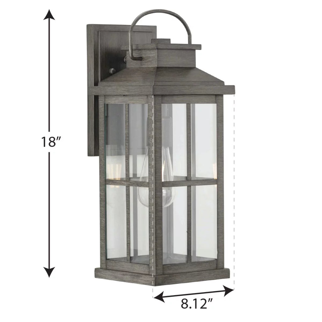 Antique Pewter Clear Glass Large Outdoor Wall Lantern W595577