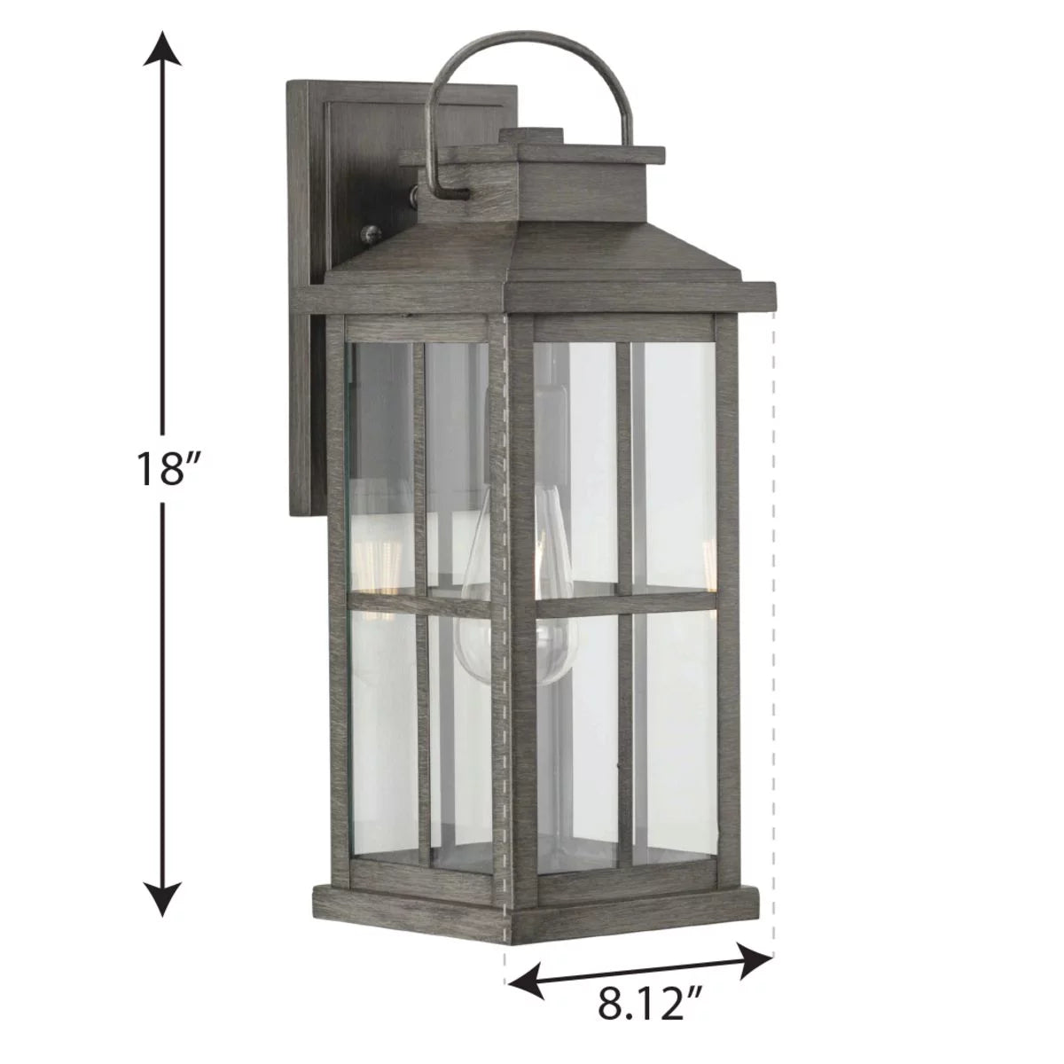 Antique Pewter Clear Glass Large Outdoor Wall Lantern W595577