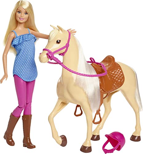 Blonde Fashion Doll in Riding Outfit & Light Brown Horse with Saddle, Bridle & Reins X707