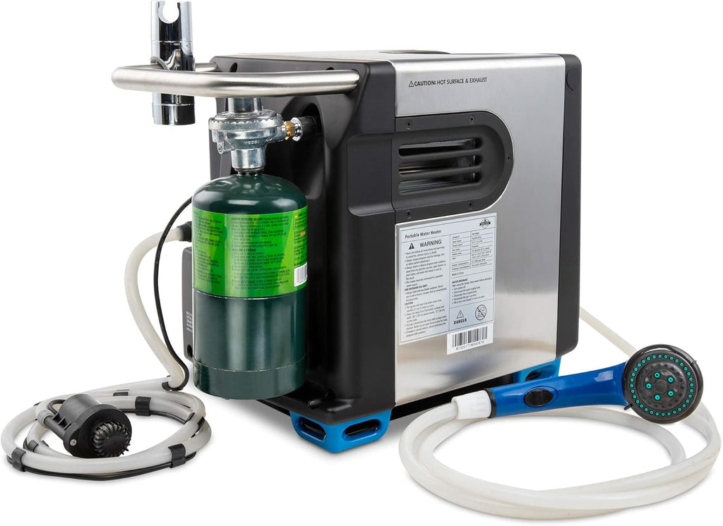 Portable Propane Water Heater & Shower Pump with Built-in Battery, Compact Outdoor System with Carry Case W970