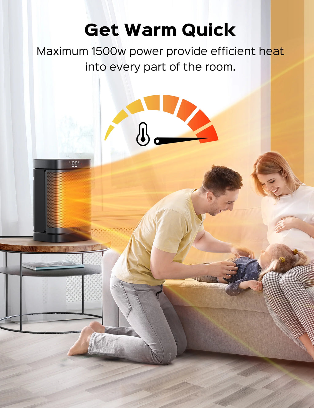 1500W Ceramic Electric Space Heater with Digital Thermostat E28650