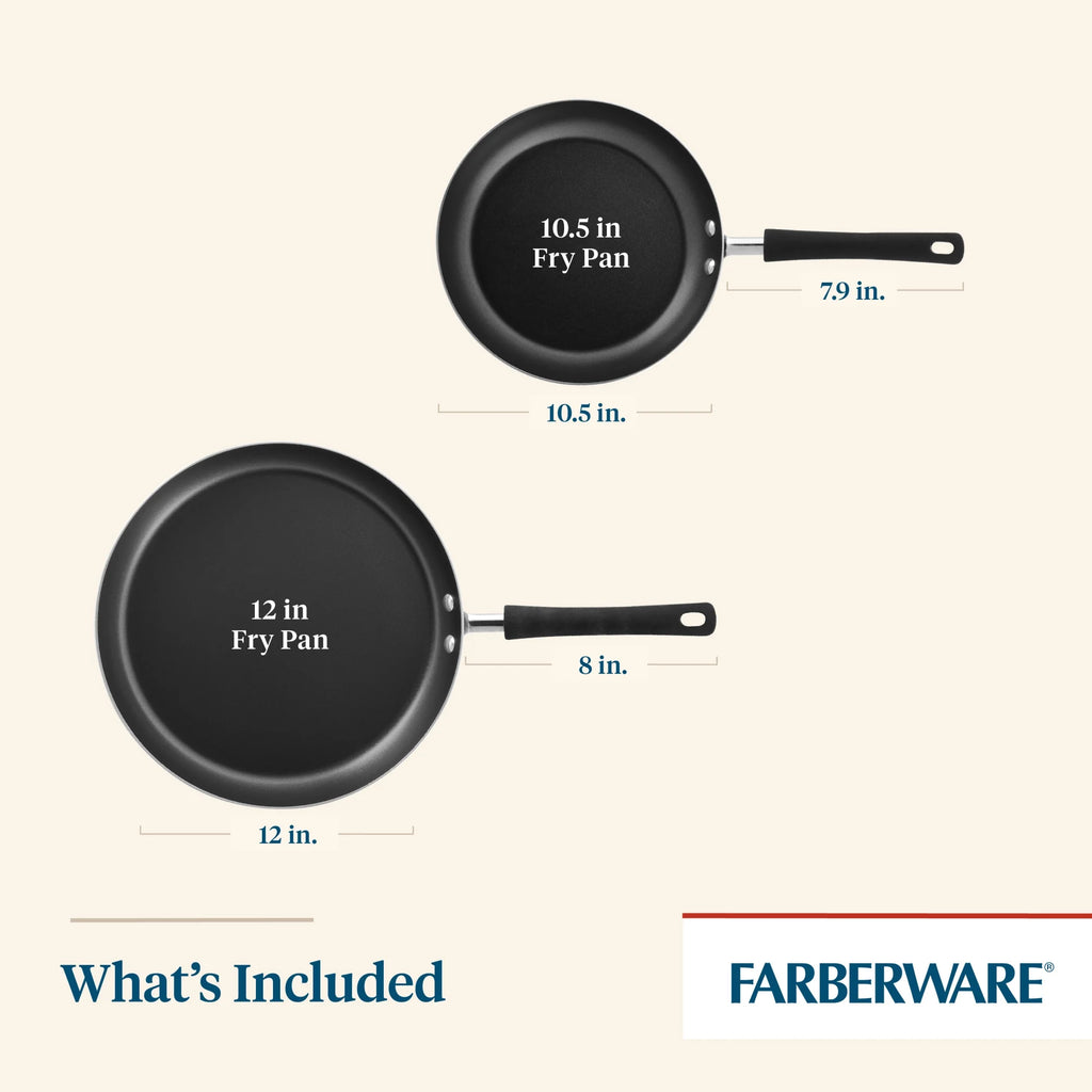 2-Piece Black Non-Stick Aluminum Frying Pan D3014
