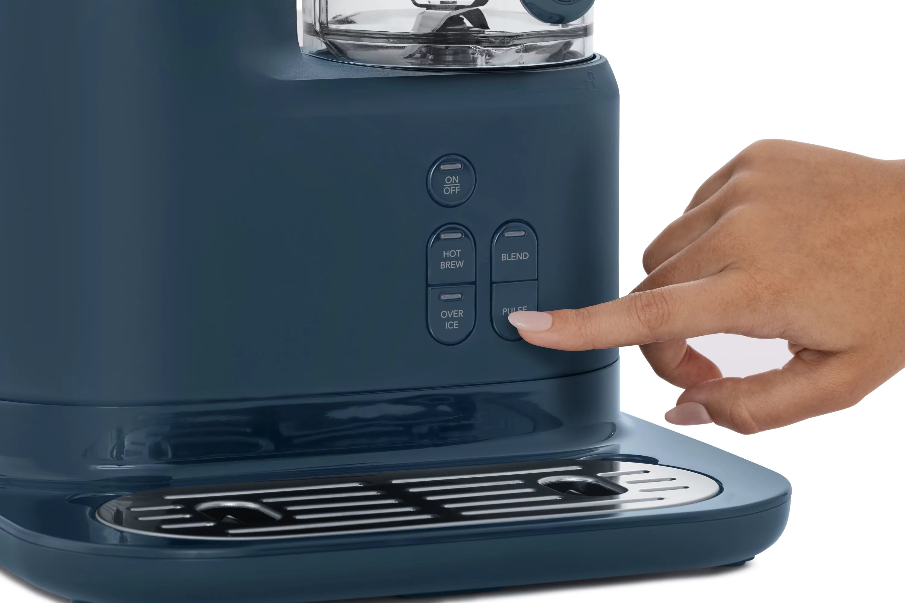 Navy Blue Single Serve Coffee Maker and Blender with Reusable Tumblers and Coffee Filter U205320