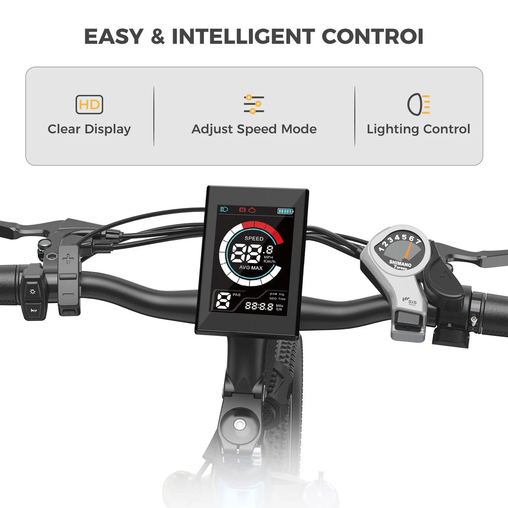Electric Bike with 500W Motor, 48V 12.5AH Removable Battery, 27.5" 7-Speed Front Suspension D210214