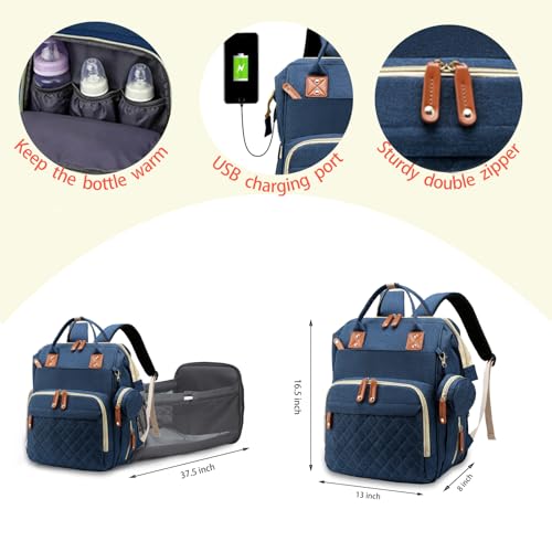 Grey Waterproof 3 in 1 Baby Diaper Backpack with Foldable Changing Pad Y186
