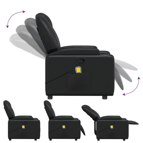 Black Faux Leather Massage Recliner Chair with 6Point Vibration W9595