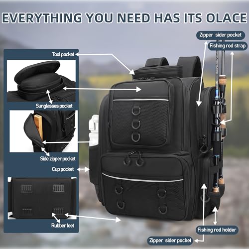 Fishing Tackle Backpack with Rod Holders W9268