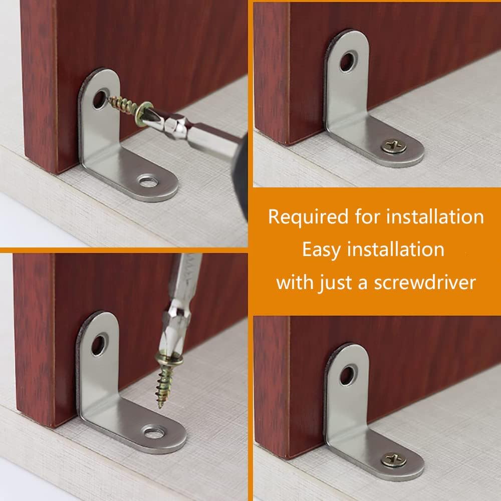 20 Pcs Stainless Steel L Shaped Corner Braces with Screws K53567