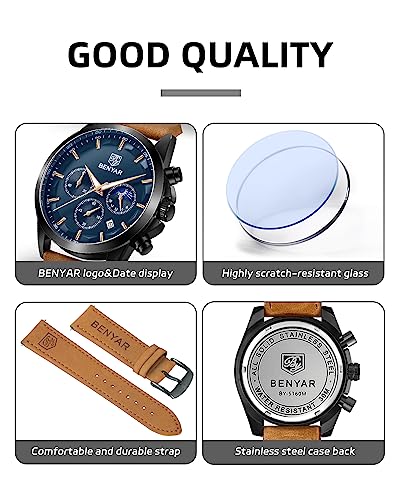 Mens Watch Analog Quartz Chronograph Waterproof Luminous Date Stainless Steel Bracelet O520626