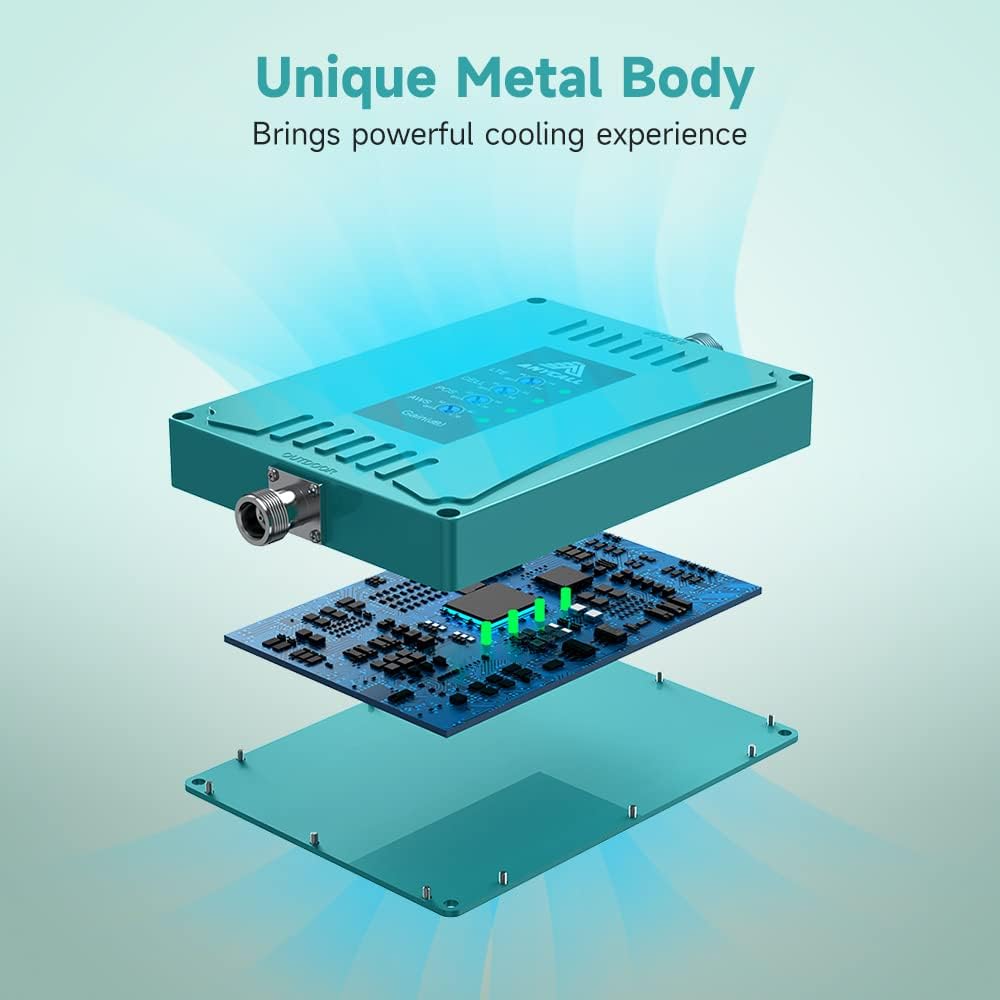 Cell Phone Signal Booster Metal Body Band 2 4 5 12 13 17 Boosts Voice Data 4G LTE 5G up to 4,500 sq ft F4902