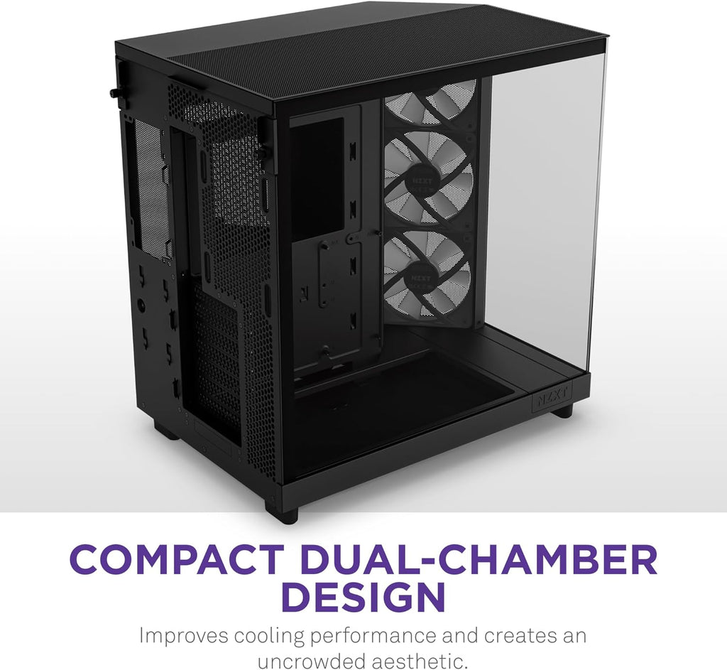 Mid-Tower Airflow Case with 3 RGB Fans, Panoramic Glass Panels, Cable Management & 360mm AIO CPU Liquid Cooler with Customizable LCD Display, High-Performance Pump, 3 Fans O646130