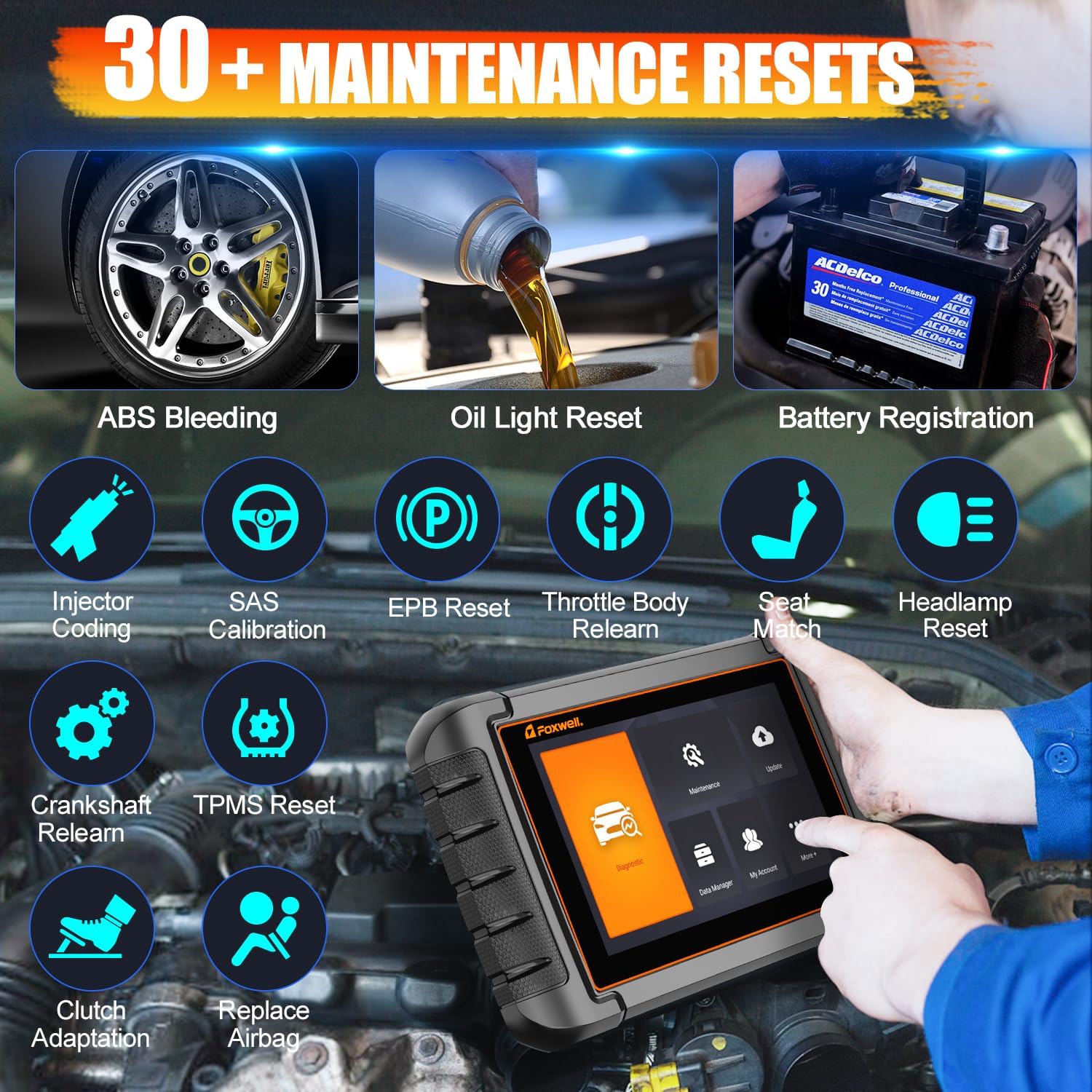 Bidirectional OBD2 Scanner with 30+ Services, Active Test, ABS/Oil/Injector Coding R173