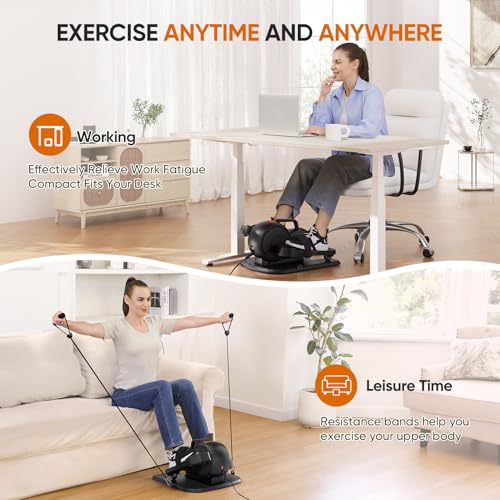 Under Desk Elliptical Machine, Electric Ellipse Leg Exerciser, Seated Pedal Exerciser J66278