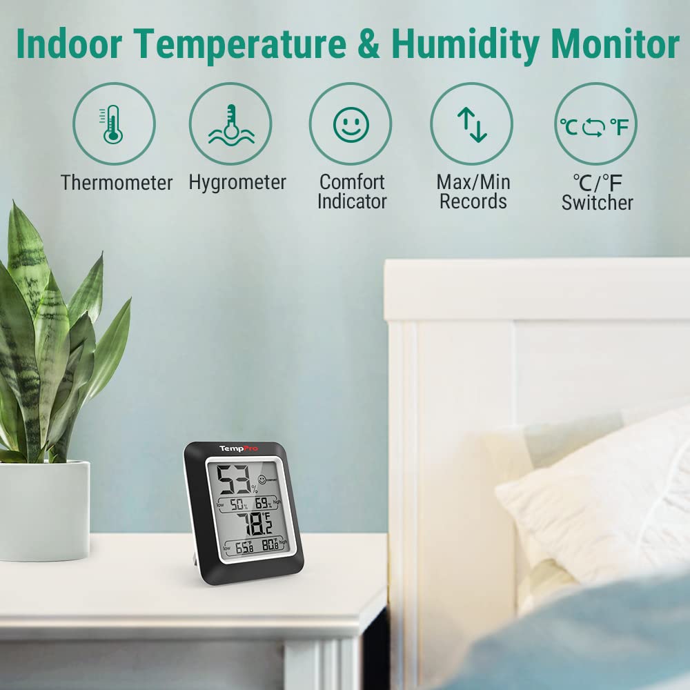 Black 2 Pack Indoor Thermometer Humidity Sensor J206