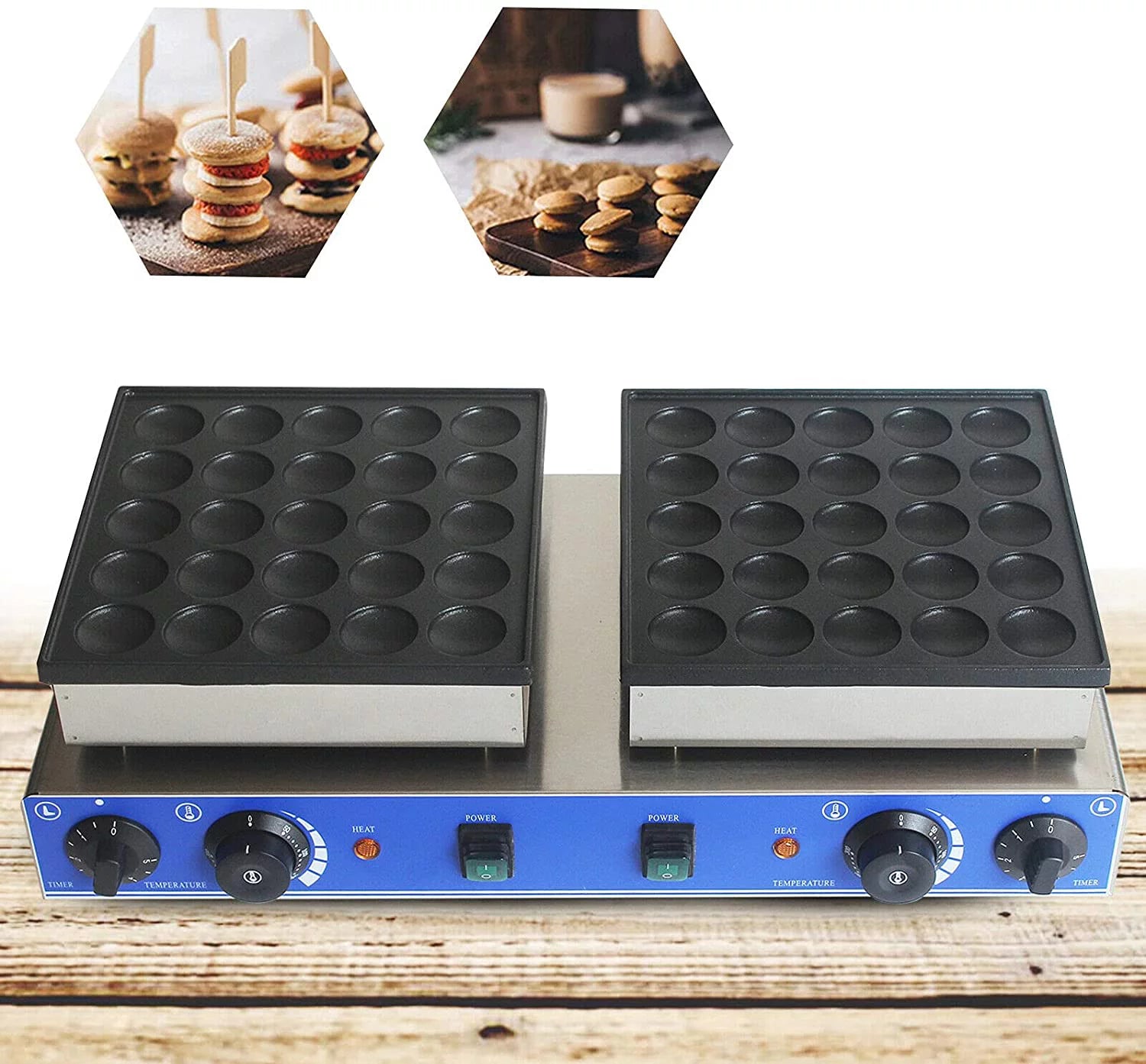1600W 25 + 25 Pcs Mini Stainless Steel Nonstick Waffle Maker I7660