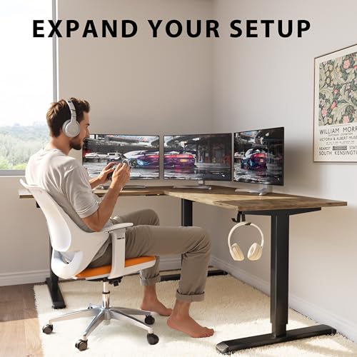 Rustic Brown L-Shaped Electric Standing Desk 63 x 48 Inches M653732