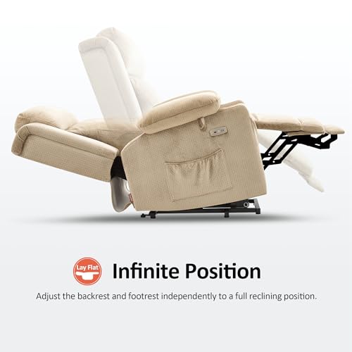 Large Dual Motor Power Lift Recliner Chair with Massage and Heat, Fabric (Grey, Large) L57709