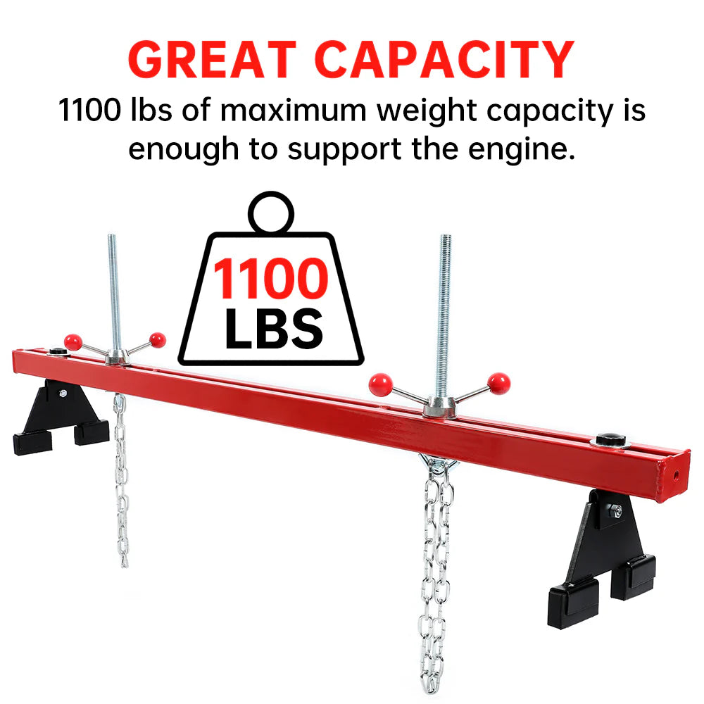 1100 Lbs Transverse Engine Support Bar with 2 Points Lift Holder and Dual Hooks Y945959