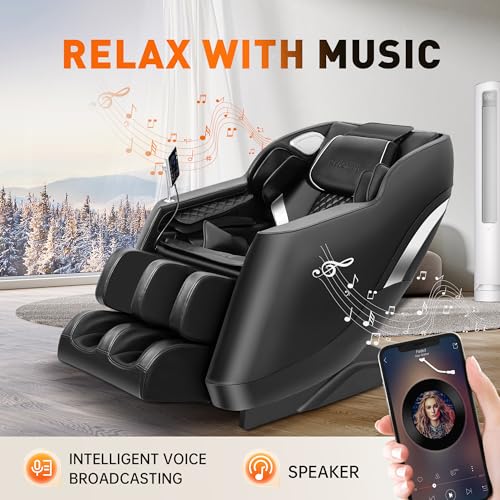 Black Full Body Massage Chair with Zero Gravity, Airbags, Rollers, Bluetooth, Heater Q4132
