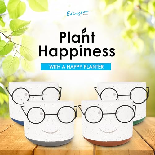Green 4 inch Face Planter Pot with Drainage D840