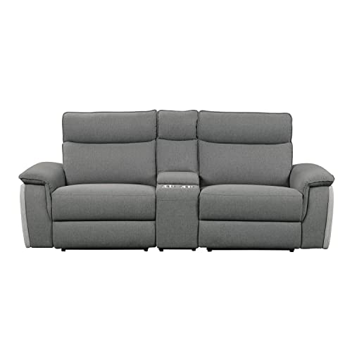Light Gray Dark Gray Power Double Reclining Loveseat M167