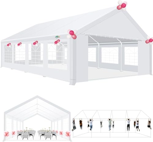 White 20x40 Heavy Duty Party Tent with Removable Sidewall S5381