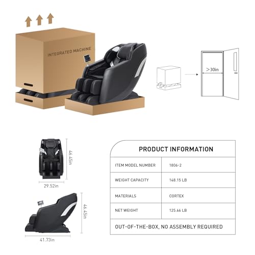Black Full Body Massage Chair with Zero Gravity, Airbags, Rollers, Bluetooth, Heater Q4132