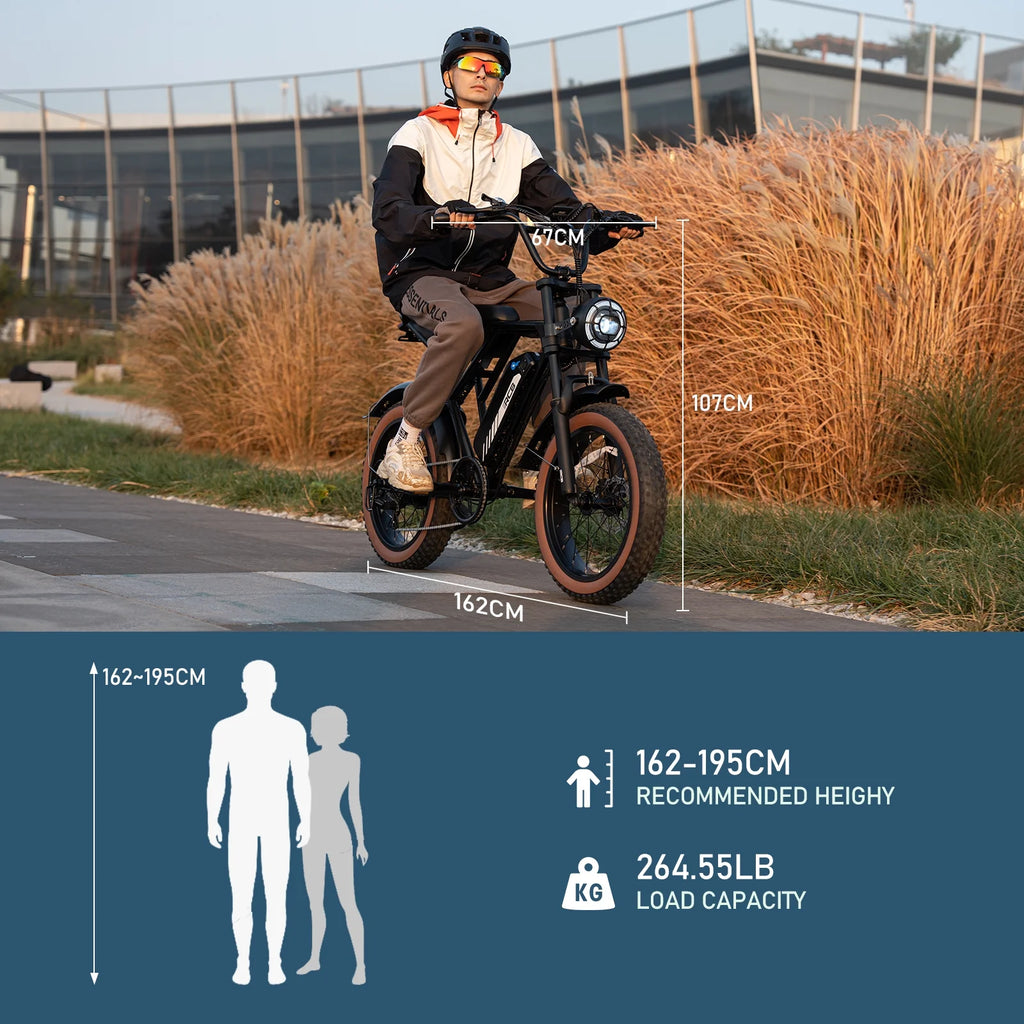 Black 20" 4.0 Fat Tire Electric Bike with 48V 15Ah Battery V56514