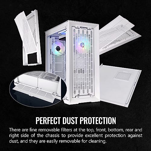 White Full Tower with Tempered Glass Front & Side Panel C1339
