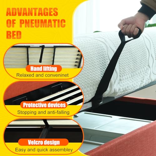 King Size Hydraulic Lift Bed with Gold Line Accents V652928