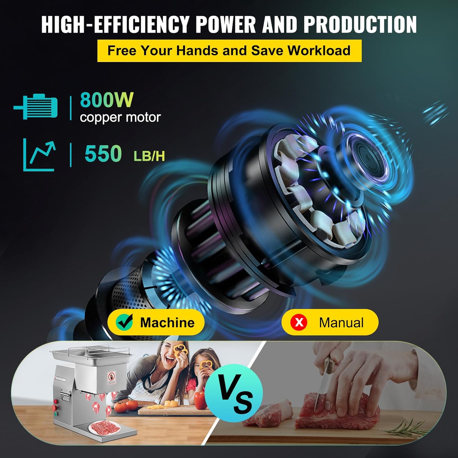 1100 LB/H 3mm Stainless Steel Electric Meat Slicer H16522