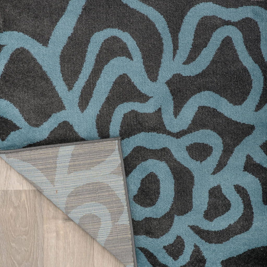 Gray Floral Abstract Area Rug 5' 3" X 7' 3" N435997