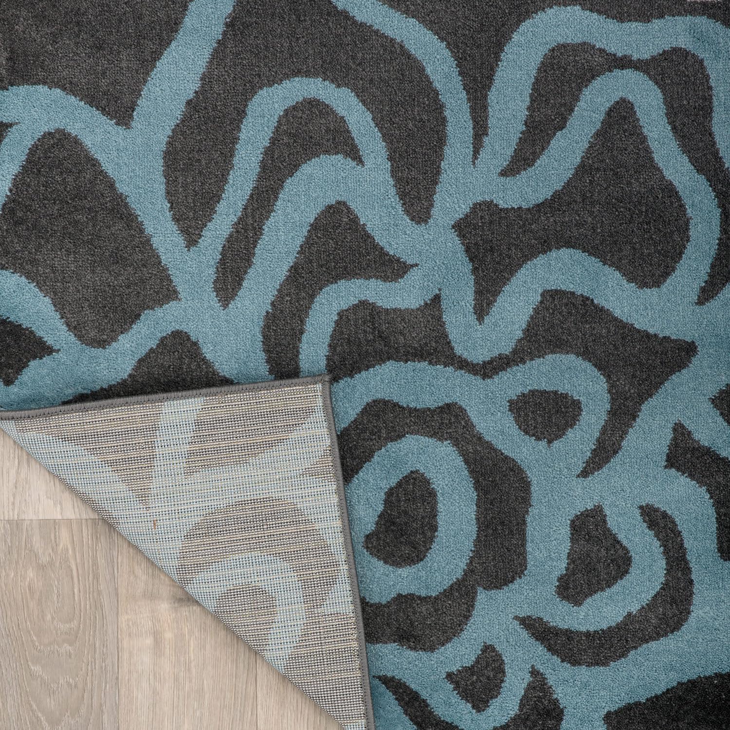 Gray Floral Abstract Area Rug 5' 3" X 7' 3" N435997