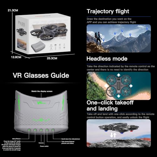 FPV Drone With VR Glasses Brushless Motor LED Lights RC Quadcopter Altitude Hold Obstacle Avoidance R911482