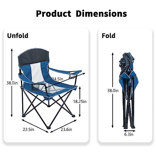 Oversized Mesh Back Folding Camping Chair with 2 Cup Holders V415