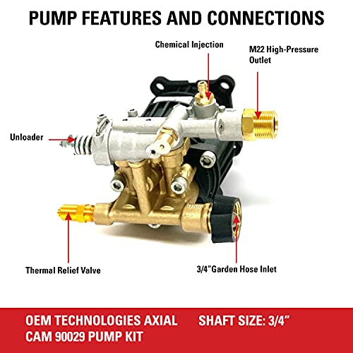 Replacement Pressure Washer Pump Kit, 3400 PSI, 2.5 GPM, 3/4" Shaft E45554